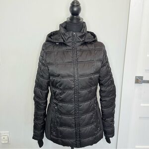Nautica Black Hooded Long Coat